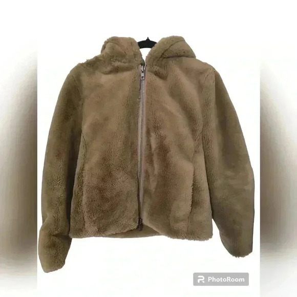 Vince Faux Fur Zip Hoodie - extra small, Sand Dollar - Picture 9 of 12